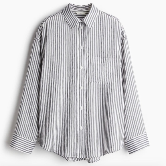H&M Oversized shirt, grey and white, size M - Picture 1 of 7